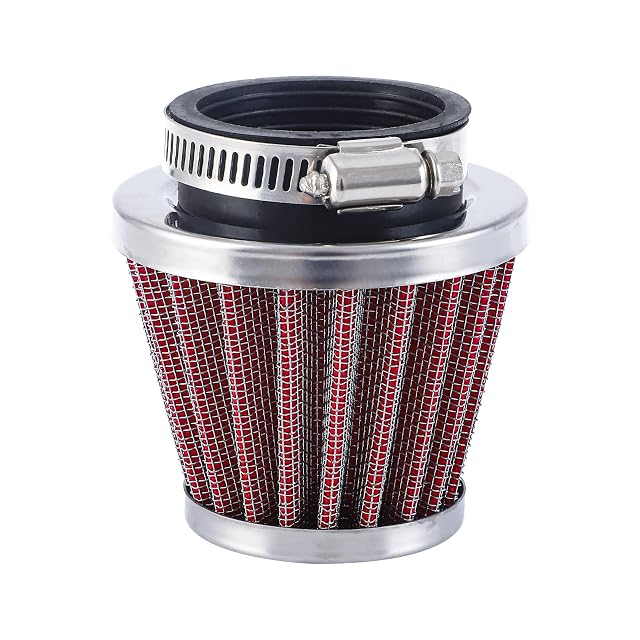 CarBole red clamp-on air filter with splash guard