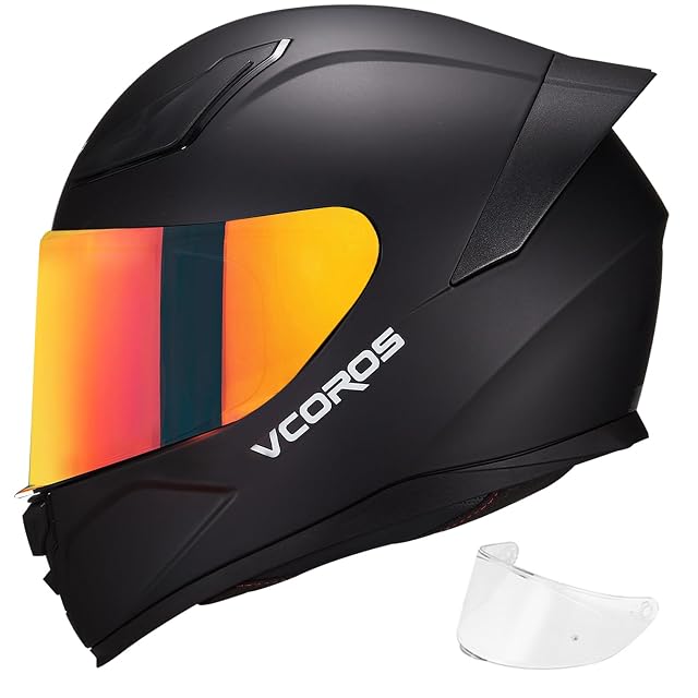 VCOROS WS-609 full-face helmet, front view with the visor down